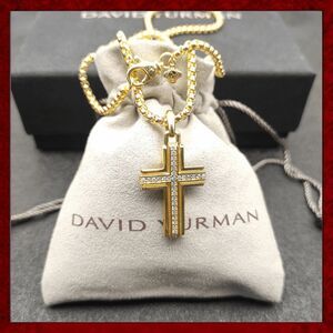 NEW David Yurman Gold Cross Diamond Necklace